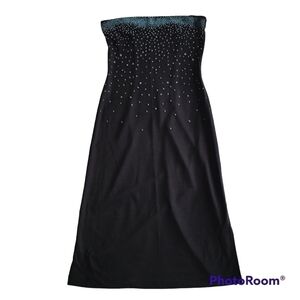 ☀️Vintage Maxou Black Beaded Strapless Dress